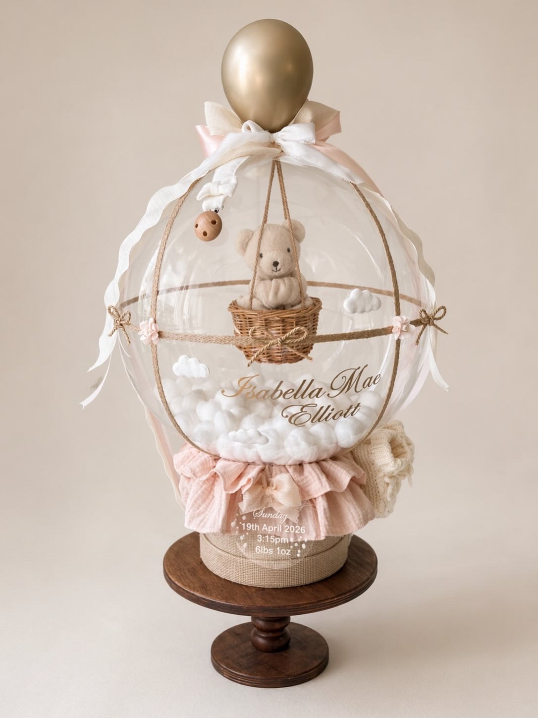 'Blush Bear in Flight' Bubble