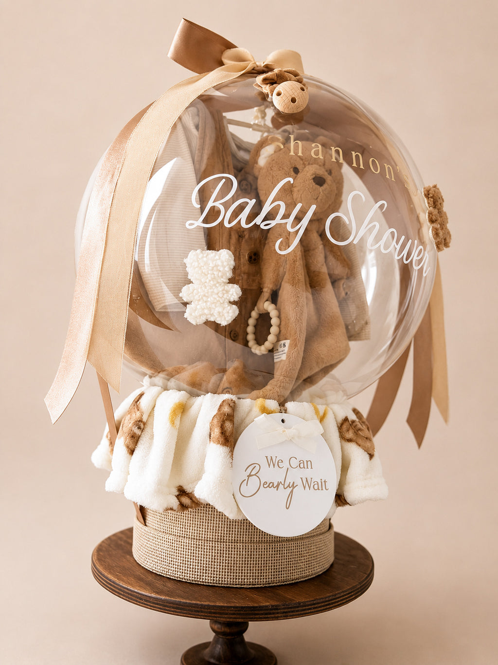We Can Bearly Wait Biscuit Brown Balloon Bubble