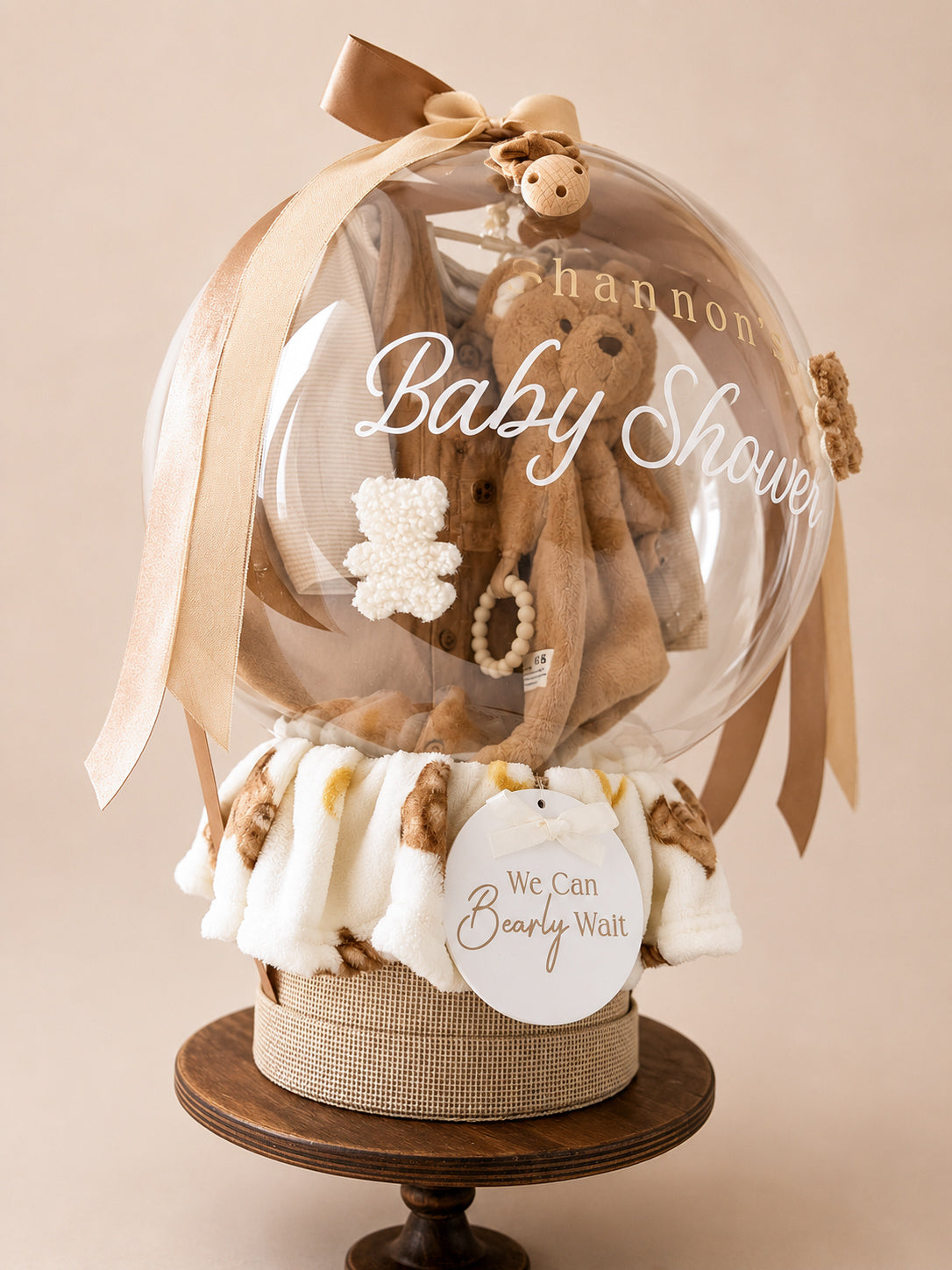 We Can Bearly Wait Biscuit Brown Balloon Bubble