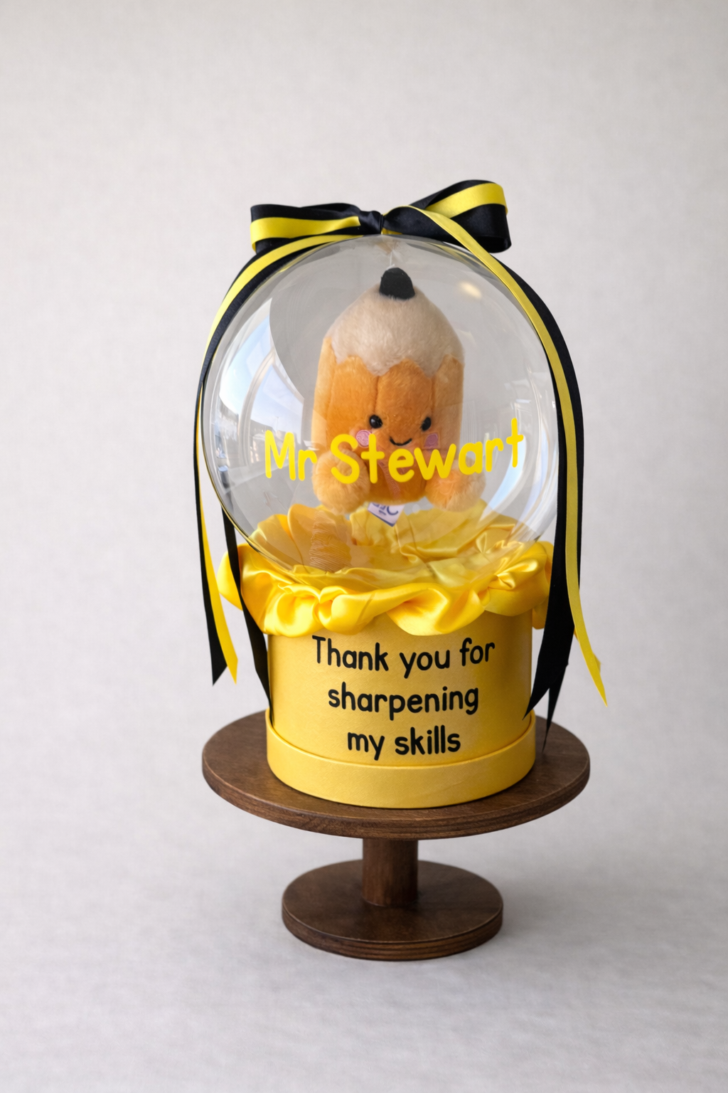 Personalised Teacher Appreciation Mini Bubble Balloon Gift – Plush Earth, Pencil or Apple