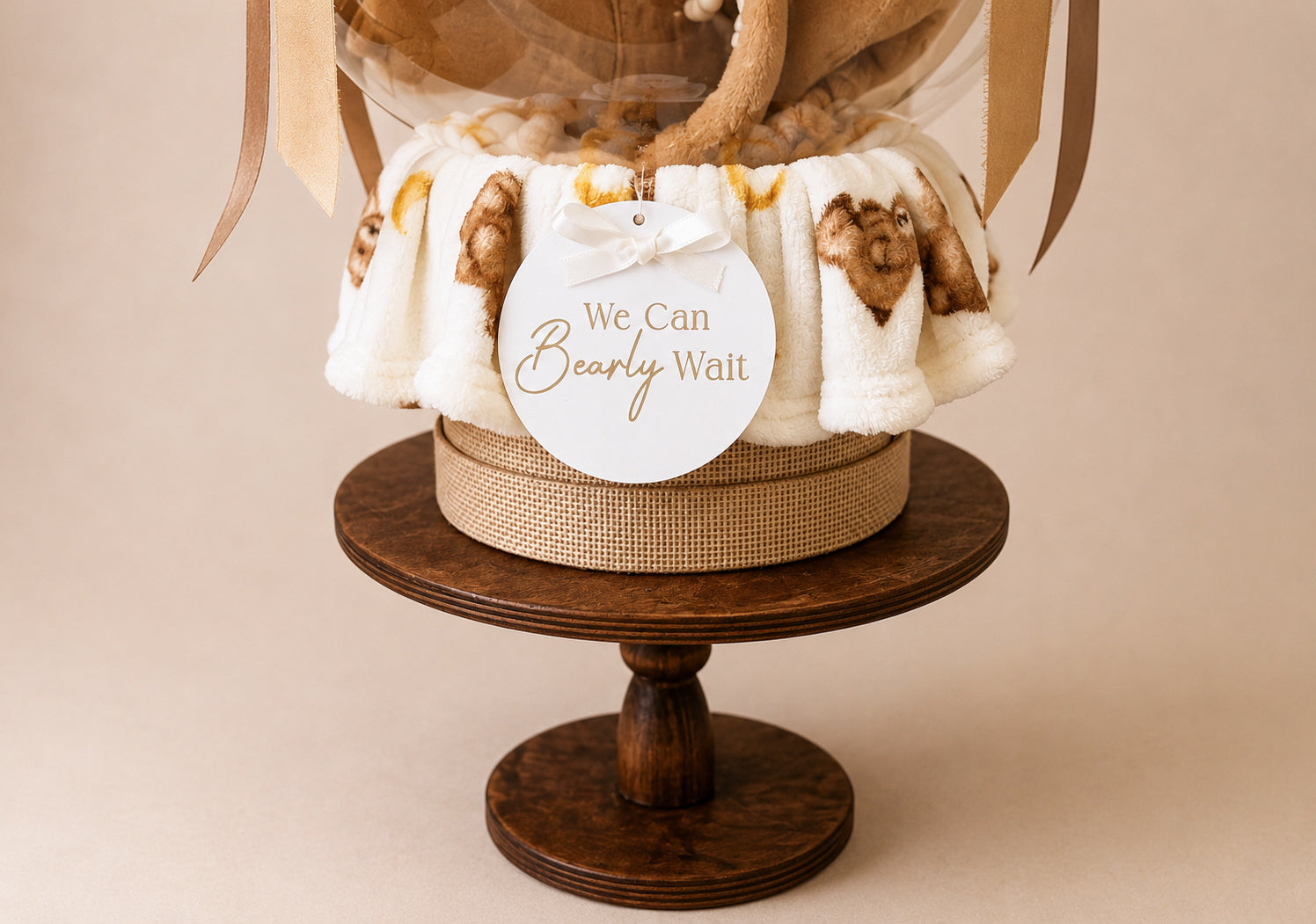 We Can Bearly Wait Biscuit Brown Balloon Bubble