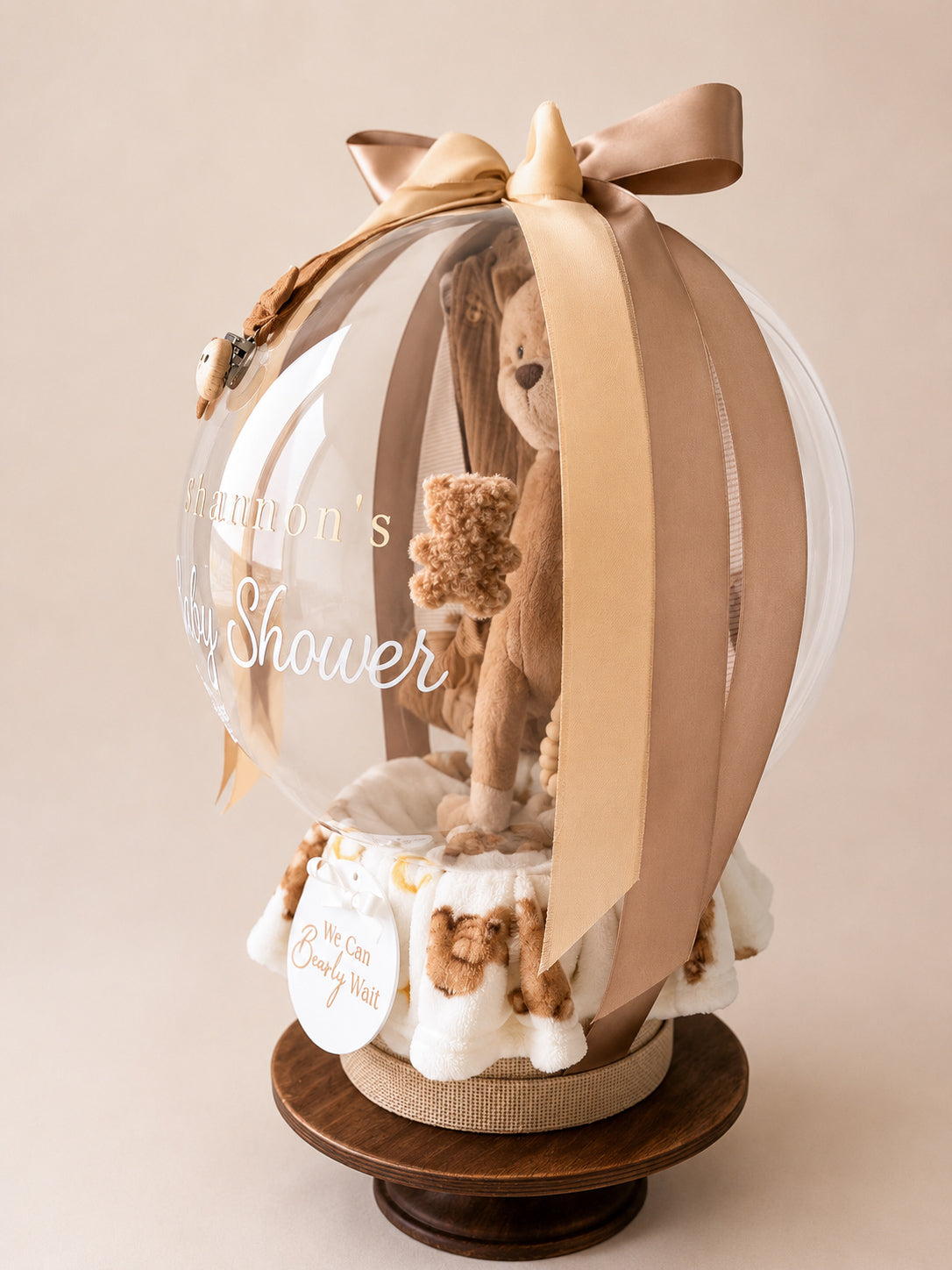 We Can Bearly Wait Biscuit Brown Balloon Bubble