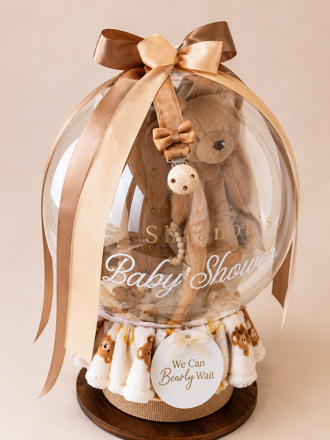 We Can Bearly Wait Biscuit Brown Balloon Bubble