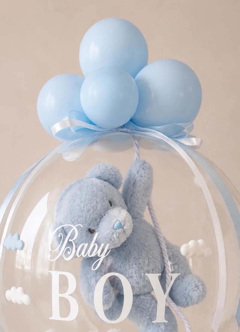 "Flying Blue Bear" Personalised Luxury Large Bubble